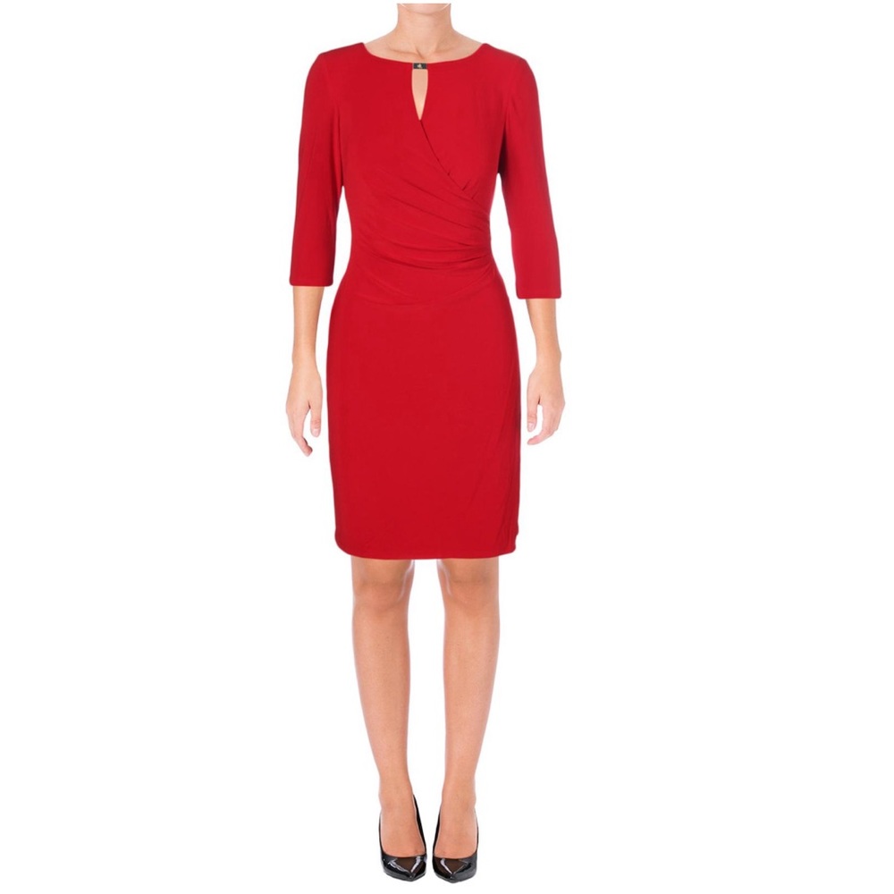 ✨LAUREN RALPH LAUREN Faux-Wrap 3/4 Sleeves Dress✨